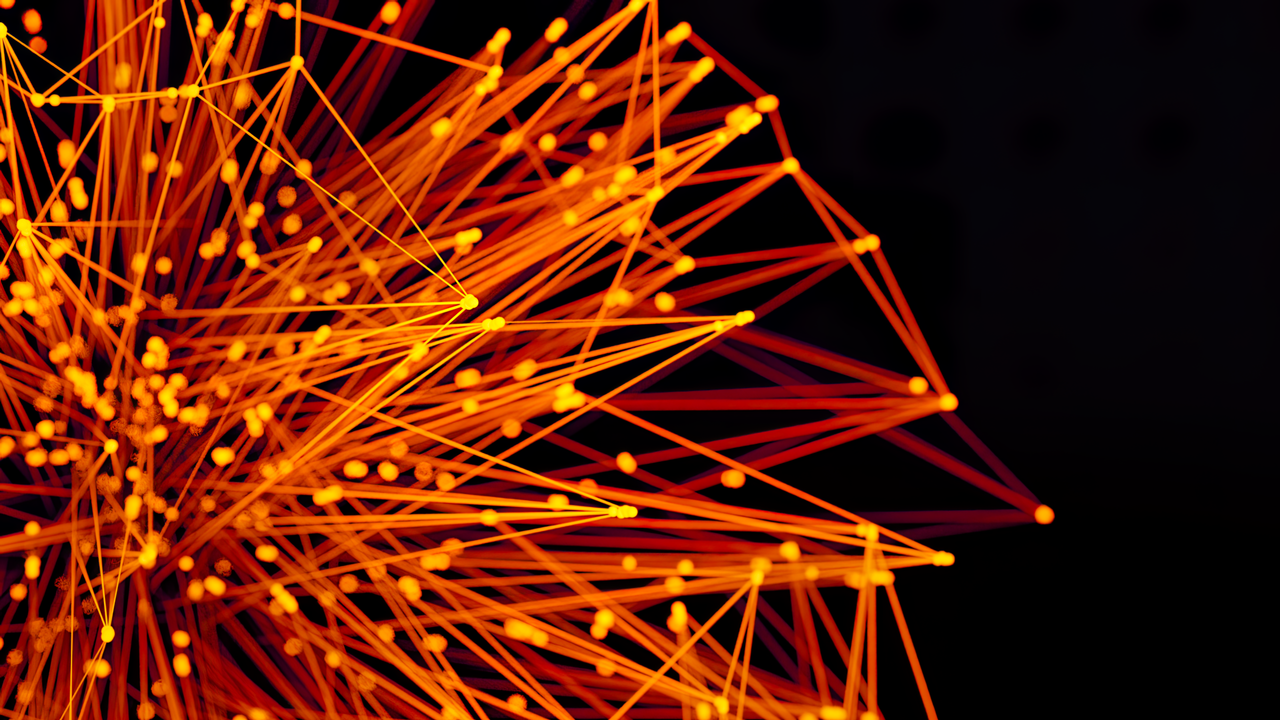 The Art of Drawing Readers In: Your attractive post title goes here Vibrant orange lines and dots form an abstract network on a dark background, evoking technology and connectivity.